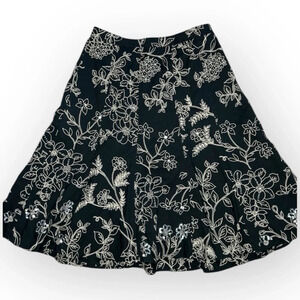 Ann Taylor LOFT Black Floral Sequins A-Line Skirt Size 4 Knee Length